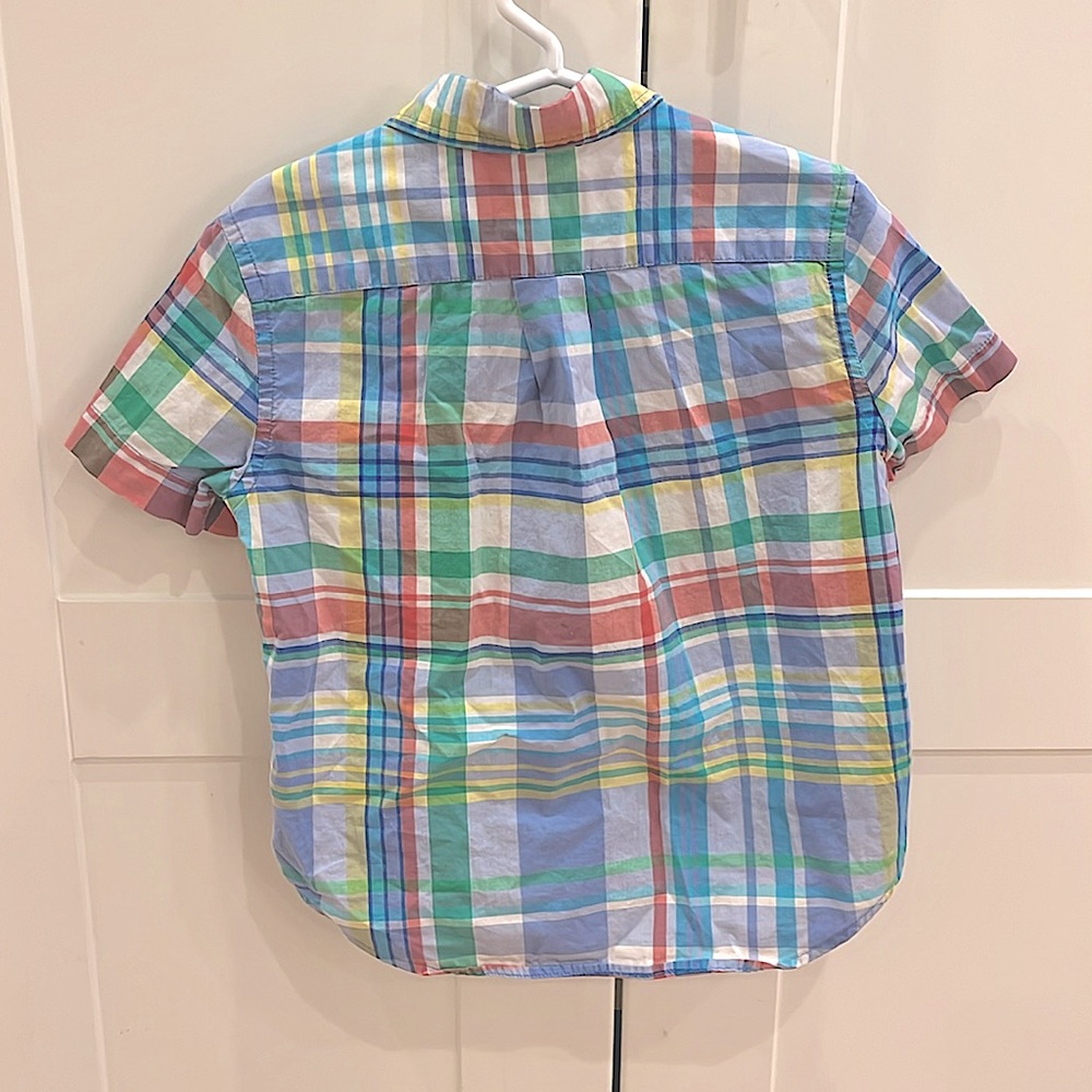 2/$20 Primary color sz 3T plaid Ralph Lauren short-sleeved button down shirt. - Picture 3 of 4